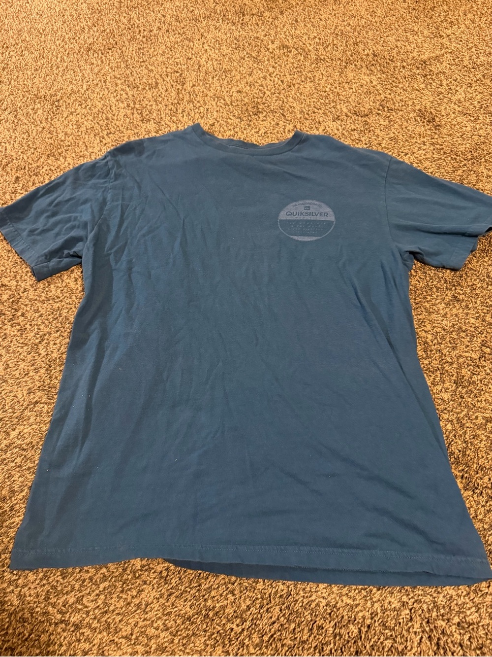 Quiksilver Men's Teal-Blue Short Sleeve Logo Tee
